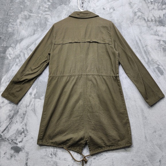 BP Jacket Women S Green Utility Drawstring Waist Long Sleeve Cotton Button Front - Picture 3 of 13